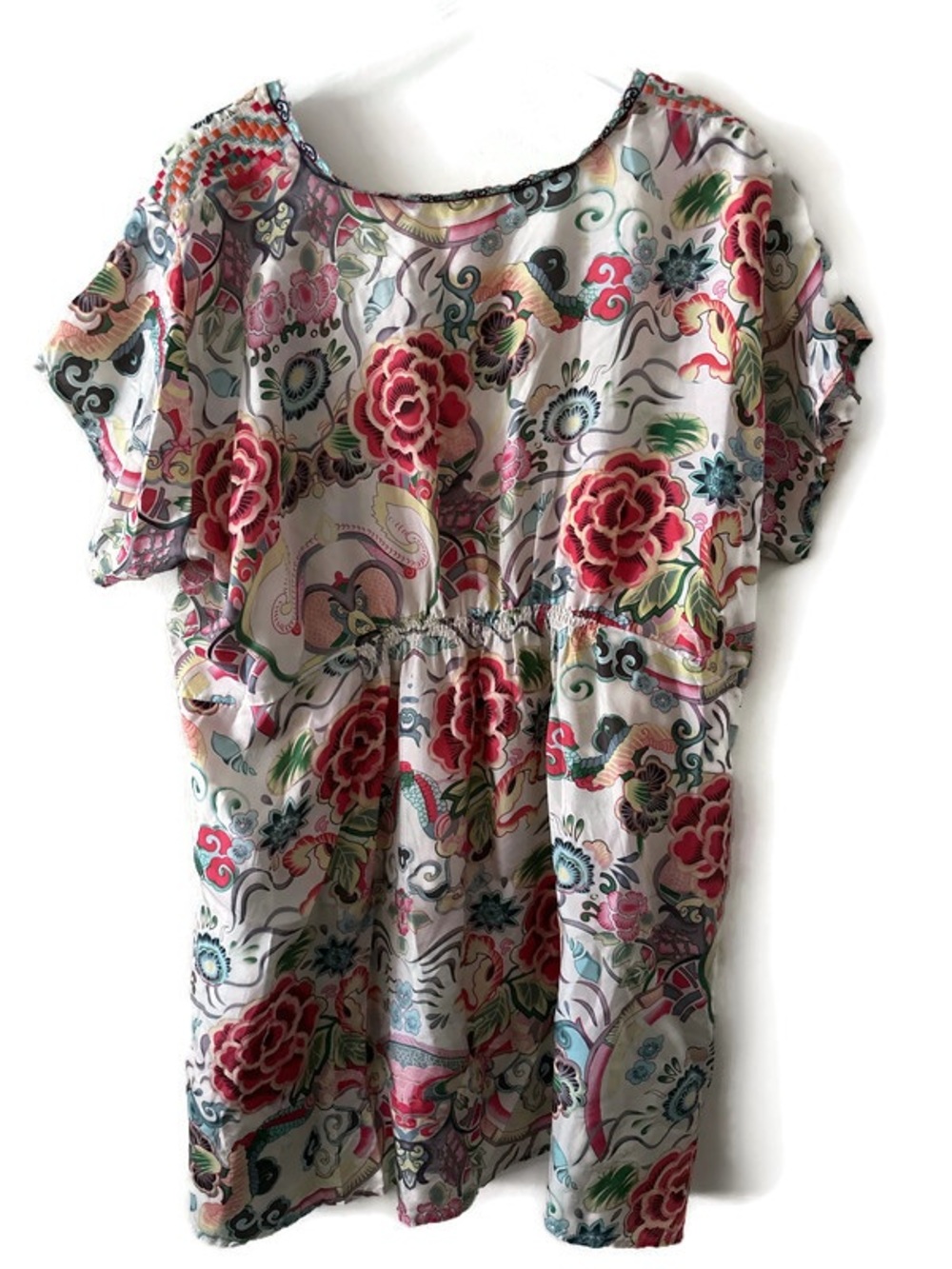 Johnny Was 100% Silk size 2X multicolored short kaftan dress - Picture 2 of 5